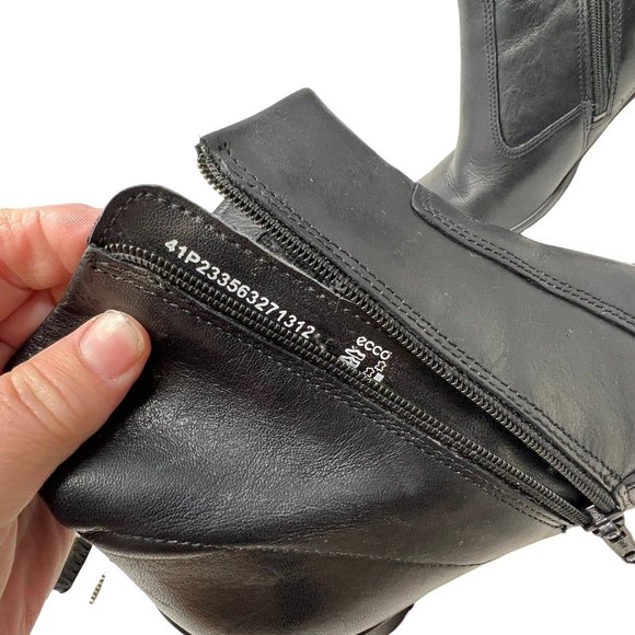 Ecco Hanna Black Leather Heeled Ankle Bootie Boots Zip Side Classic Button Sz 8 - Picture 5 of 8